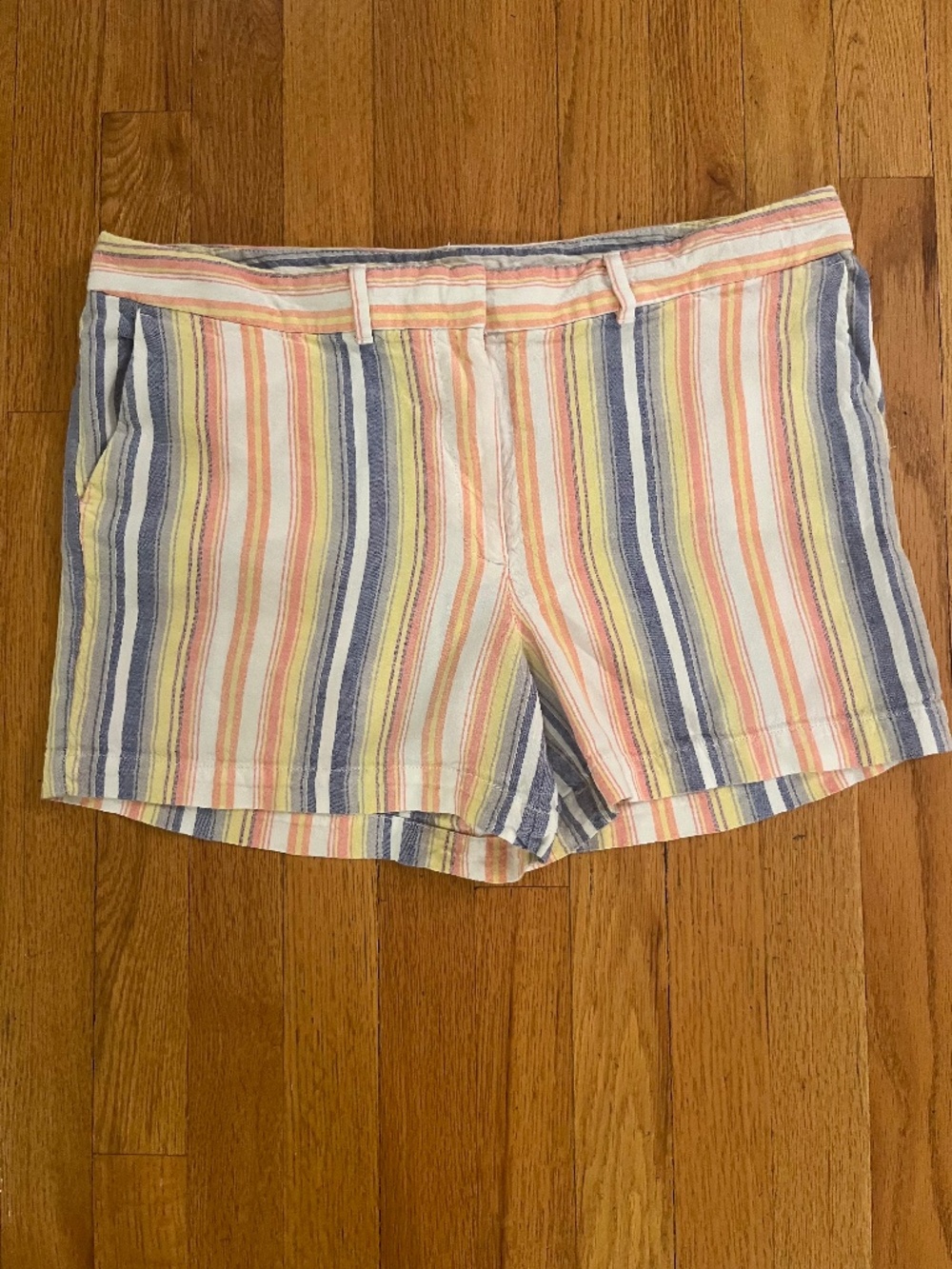 LOFT Riviera Striped Linen Blend Summer Shorts Size 12